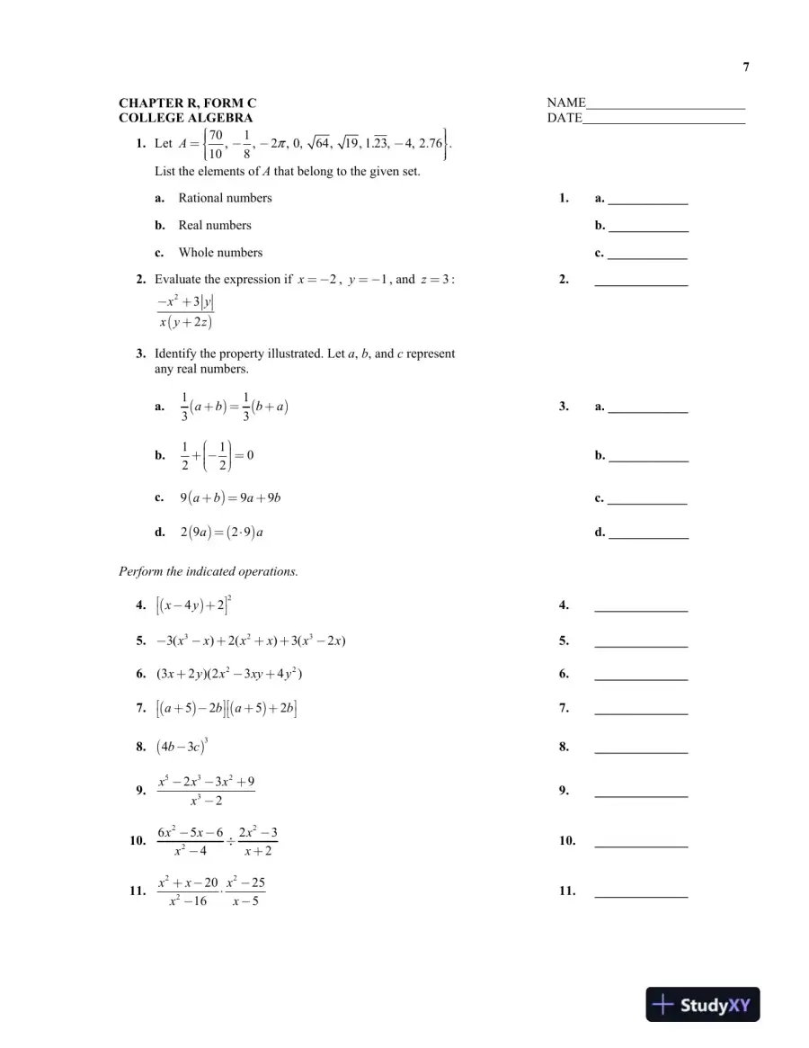 Test Bank for College Algebra, 13th Edition, page 10