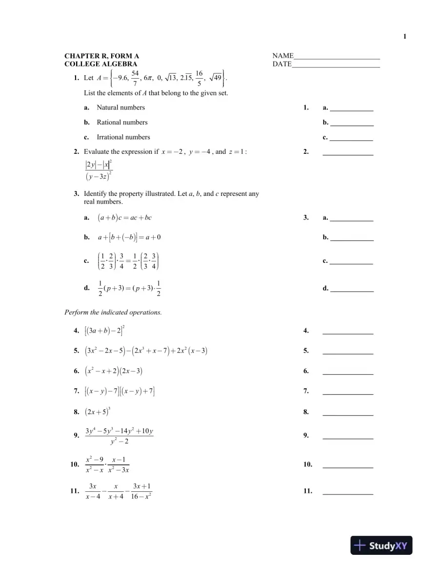 Test Bank for College Algebra, 13th Edition, page 4