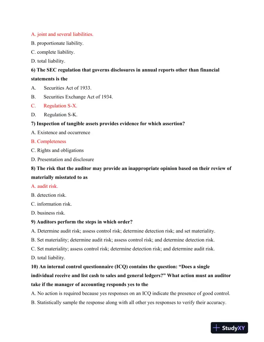 ACC 544: Final Exam Review � Key Concepts in Auditing and Ethical Standards, page 3