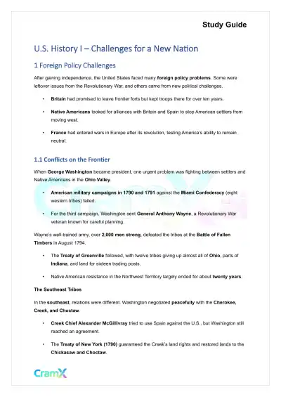 U.S. History I - Challenges for a New Nation - Page 1 preview image