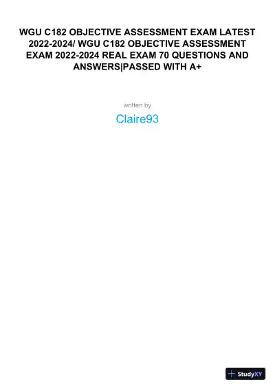 2022-2024 WGU C182 Computer Science Real Exam With Answers (70 Solved Questions) - Page 1 preview image