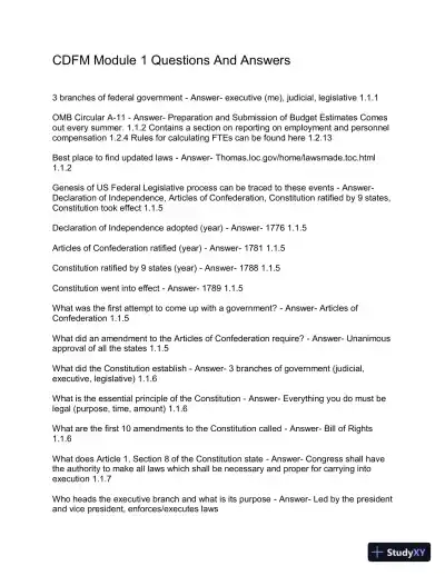 CDFM Module 1 Practice Exam with Answers (156 Solved Questions) - Page 1 preview image