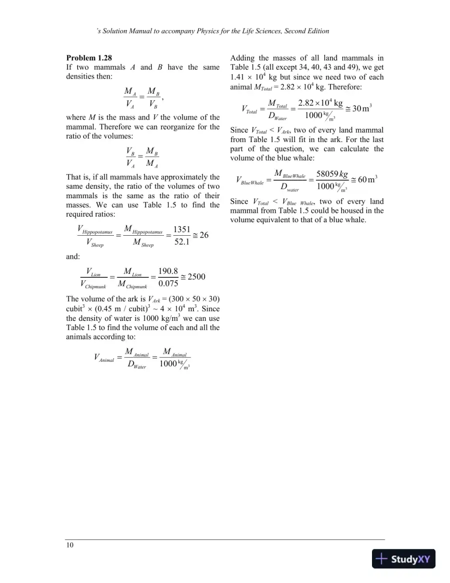 Physics For The Life Sciences , 2nd UK Ed. Edition Solution Manual, page 11