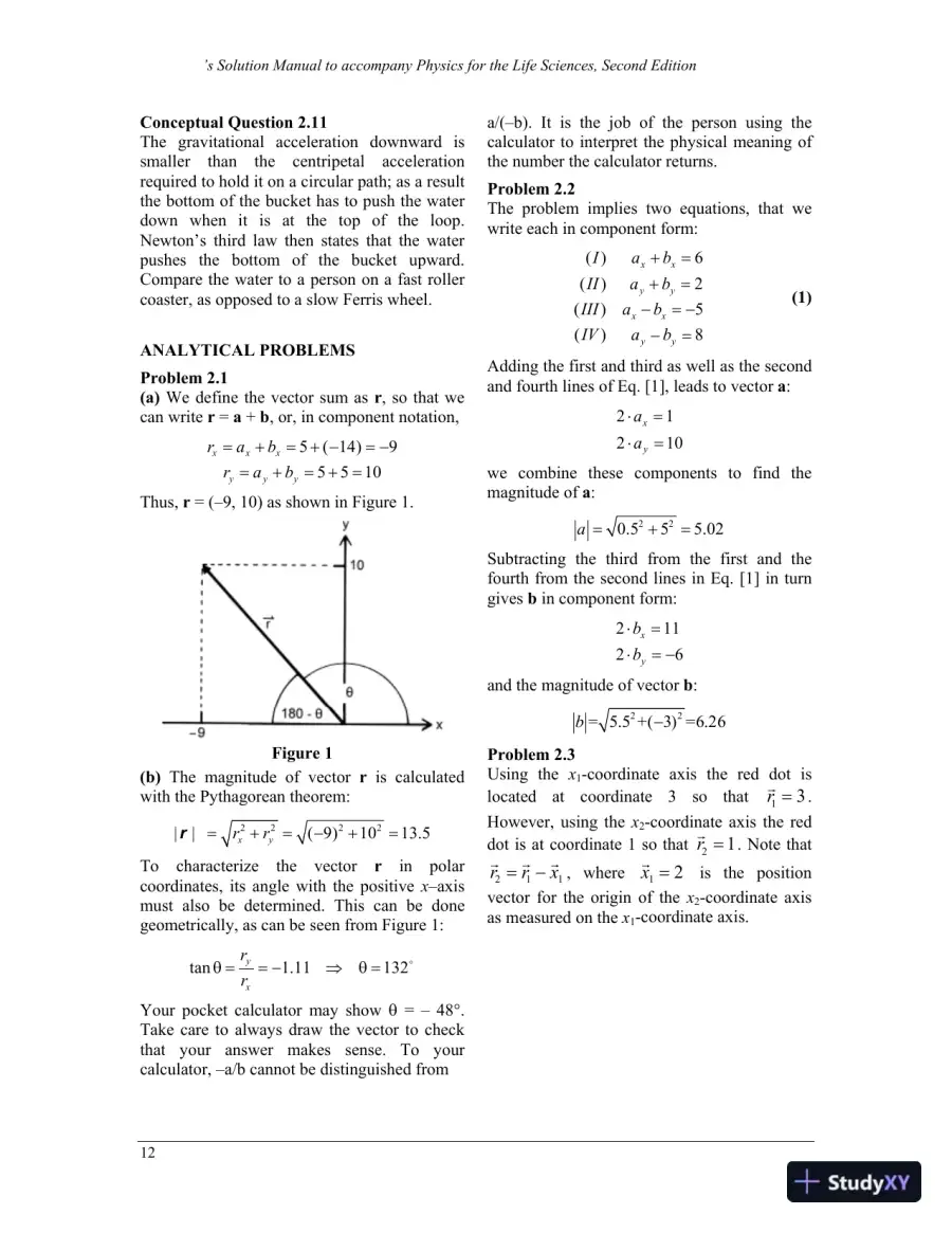 Physics For The Life Sciences , 2nd UK Ed. Edition Solution Manual, page 13