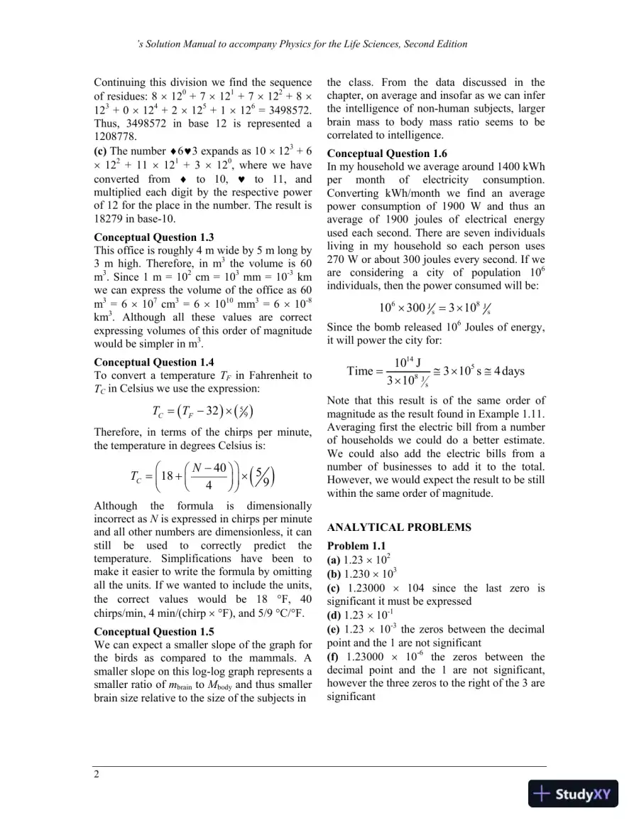 Physics For The Life Sciences , 2nd UK Ed. Edition Solution Manual, page 3