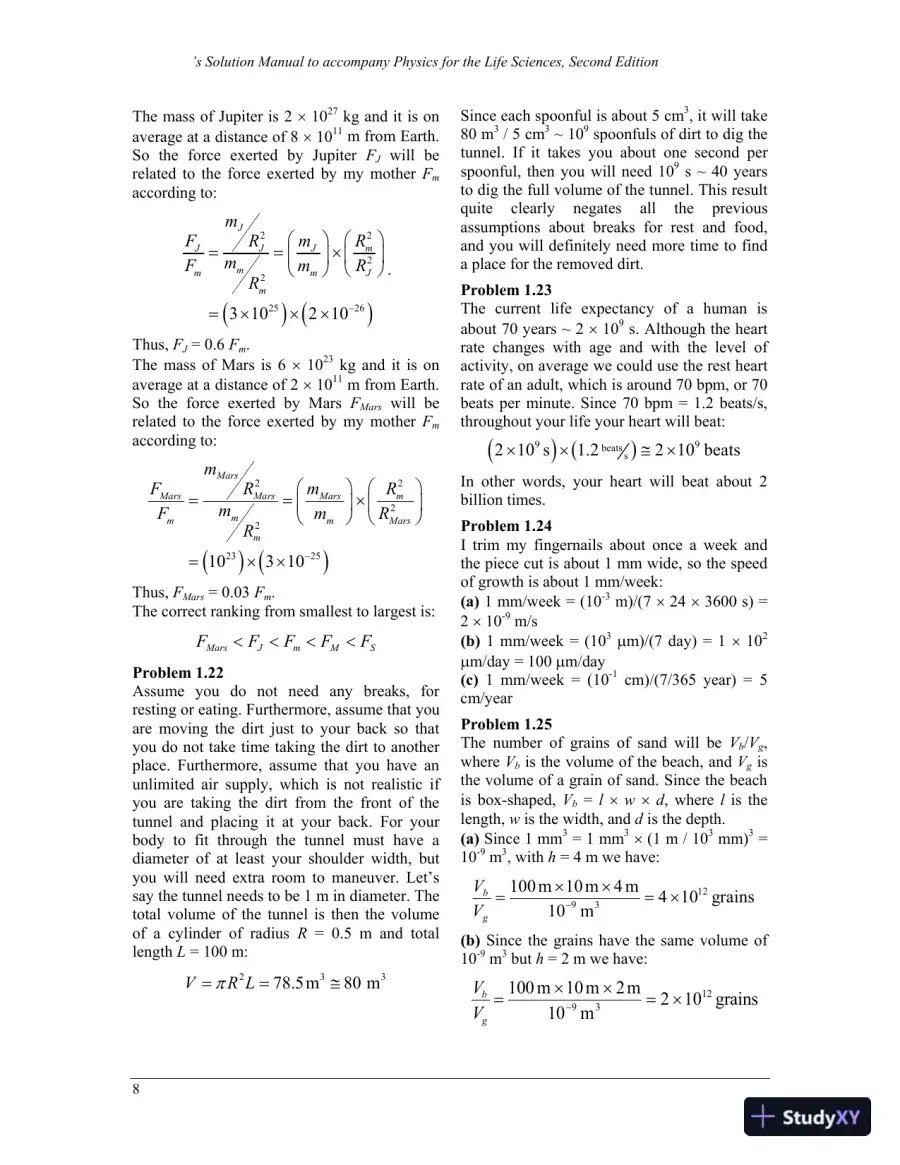 Physics For The Life Sciences , 2nd UK Ed. Edition Solution Manual, page 9