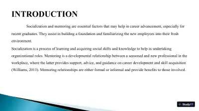 Socialization And Mentoring In Career Advancement - Student Institution - Page 3 preview image