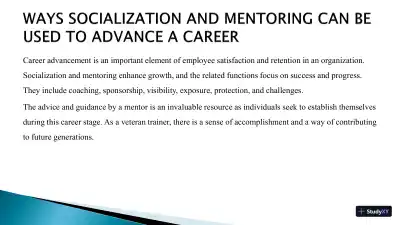 Socialization And Mentoring In Career Advancement - Student Institution - Page 4 preview image