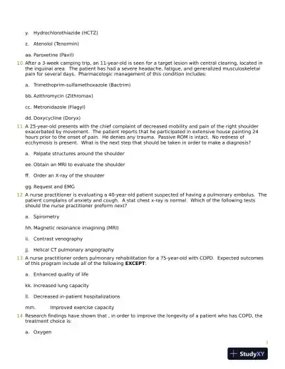 2015 AANP Nursing Diagnosis Practice Exam With Answers (75 Solved Questions) - Page 4 preview image