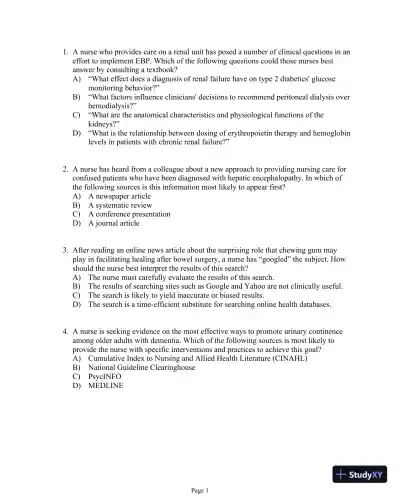 Test Bank For Evidence-Based Practice in Nursing and Healthcare, 4th Edition - Page 1 preview image