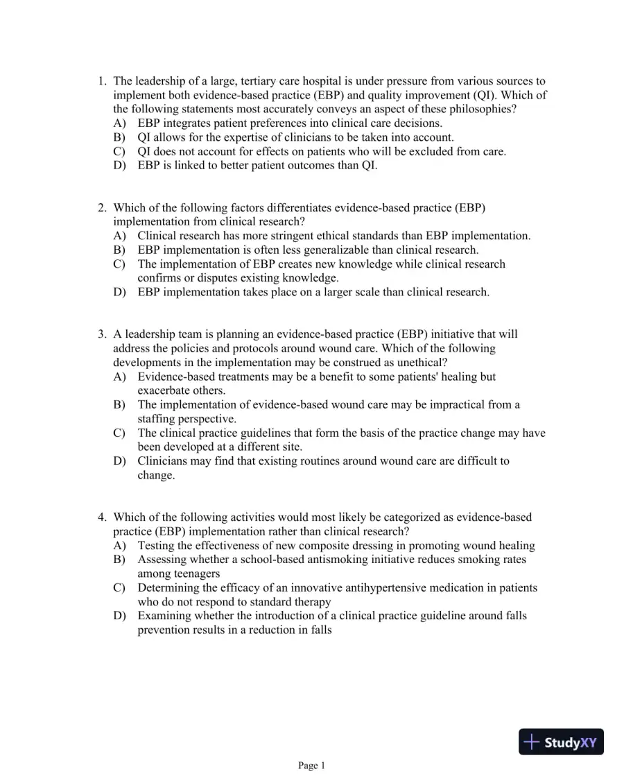 Test Bank For Evidence-Based Practice in Nursing and Healthcare, 4th Edition, page 12
