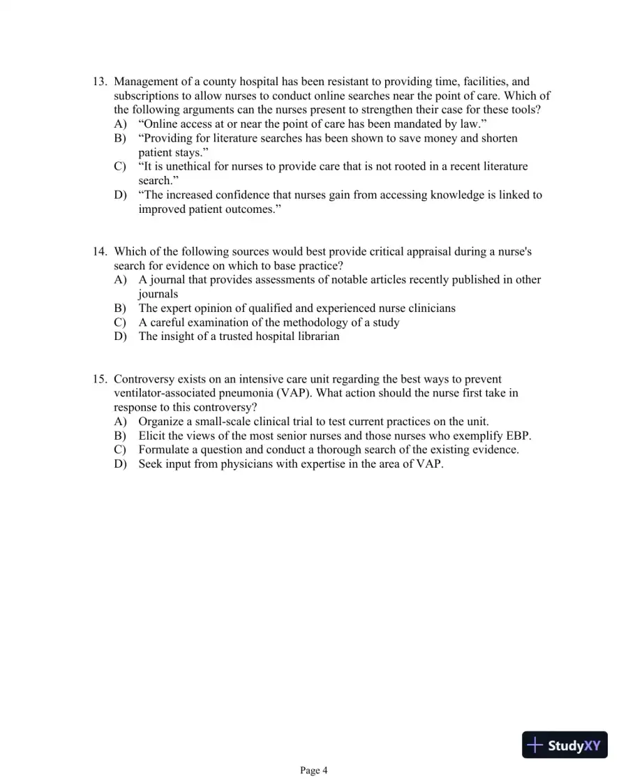 Test Bank For Evidence-Based Practice in Nursing and Healthcare, 4th Edition, page 5
