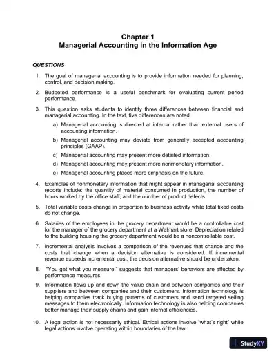 Solution Manual For Managerial Accounting, 7th Edition - Page 1 preview image