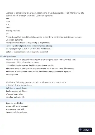 2024-2025 MN553 Advanced Pharmacology Final Exam with Answers (94 Solved Questions) - Page 9 preview image