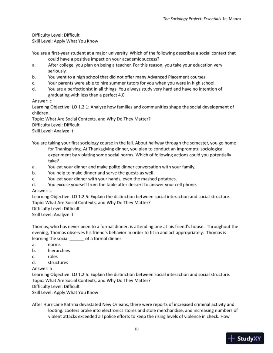 Test Bank for The Sociology Project: Essentials, page 13