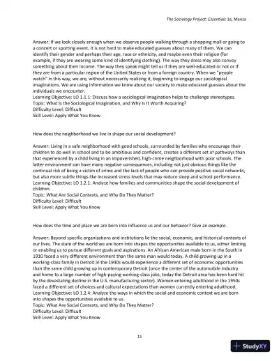 Test Bank for The Sociology Project: Essentials - Page 16 preview image