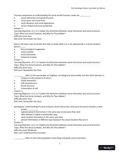 Test Bank for The Sociology Project: Essentials - Page 8 preview image