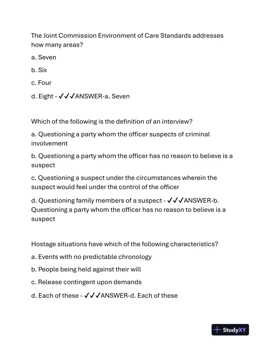 2024 IAHSS Healthcare Assessment Basic Officer Certification With Answers (88 Solved Questions), page 10