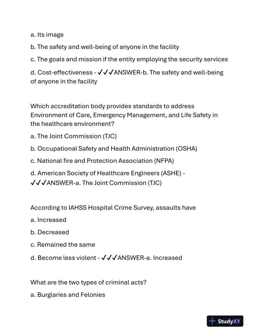 2024 IAHSS Healthcare Assessment Basic Officer Certification With Answers (88 Solved Questions), page 4