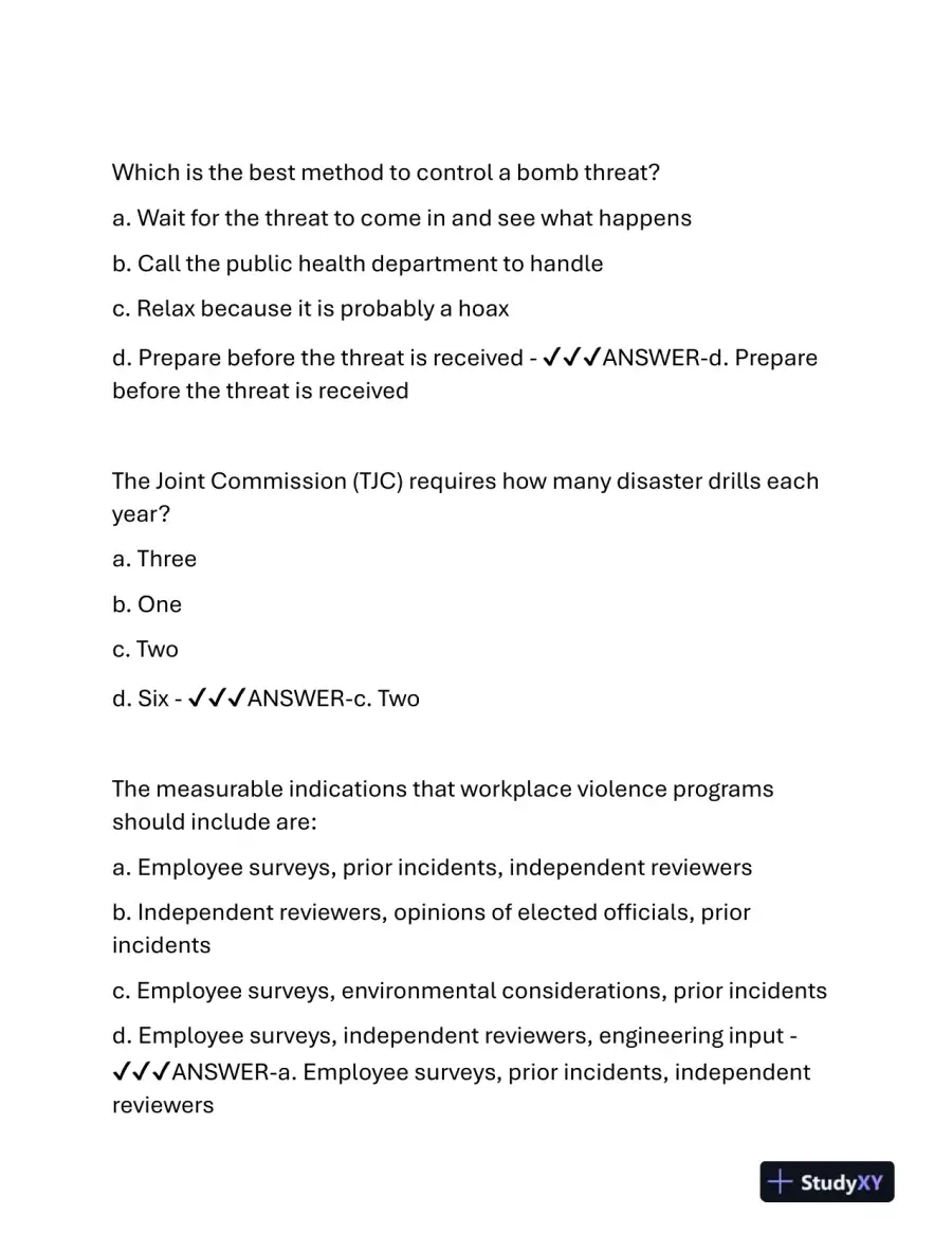 2024 IAHSS Healthcare Assessment Basic Officer Certification With Answers (88 Solved Questions), page 8