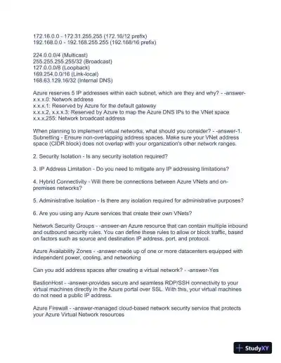 AZURE Networking Practice Exam with Answers (37 Solved Questions) - Page 3 preview image