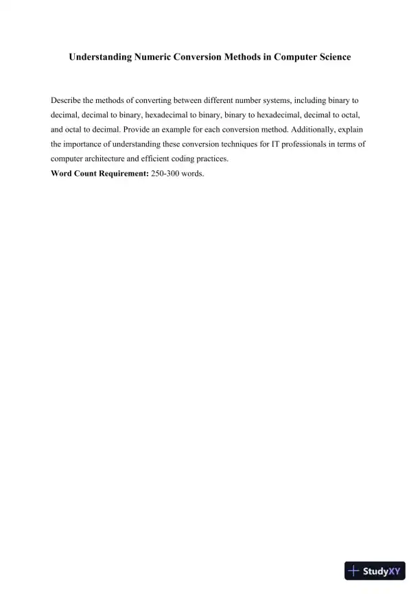 Understanding Numeric Conversion Methods in Computer Science - Page 1 preview image