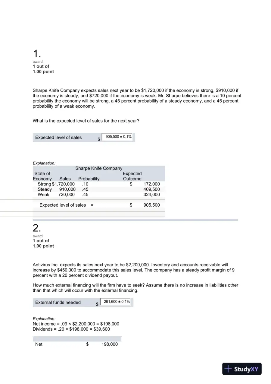 Liberty University BUSI 320 connect homework 3 correct answers 100% guaranteed with explanations, page 4
