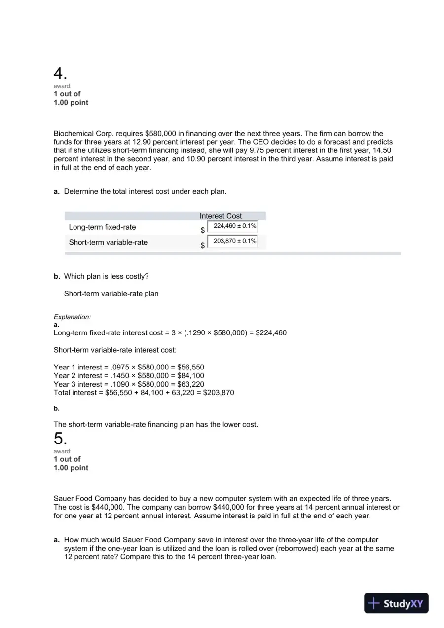 Liberty University BUSI 320 connect homework 3 correct answers 100% guaranteed with explanations, page 7