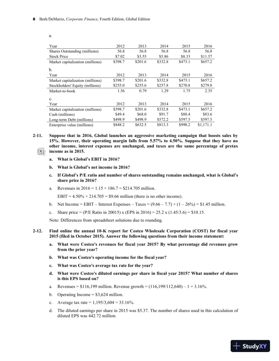 Corporate Finance, Global Second Edition Solution Manual, page 11