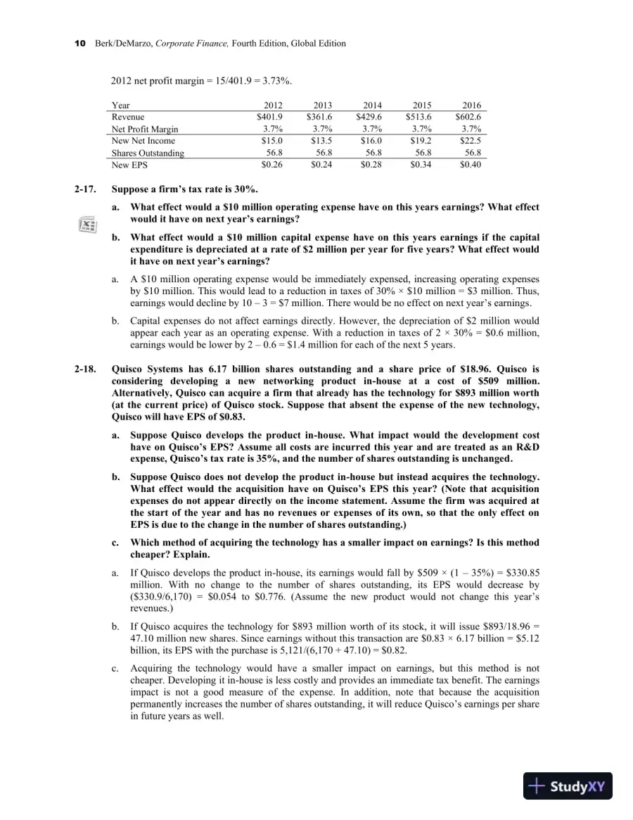 Corporate Finance, Global Second Edition Solution Manual, page 13