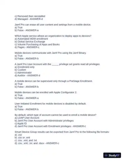 Jamf 100 Practice Test with Answers (60 Solved Questions) - Page 3 preview image