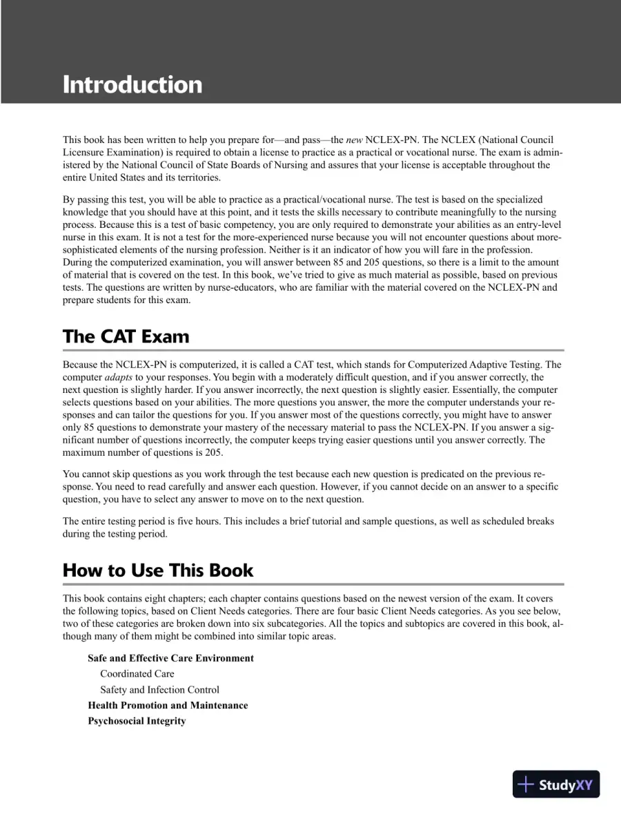 CliffsTestPrep NCLEX-RN (2011), page 8