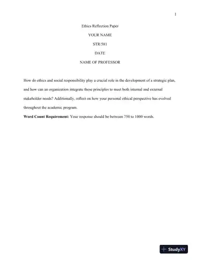 STR/581 Ethics Reflection Paper - Page 1 preview image
