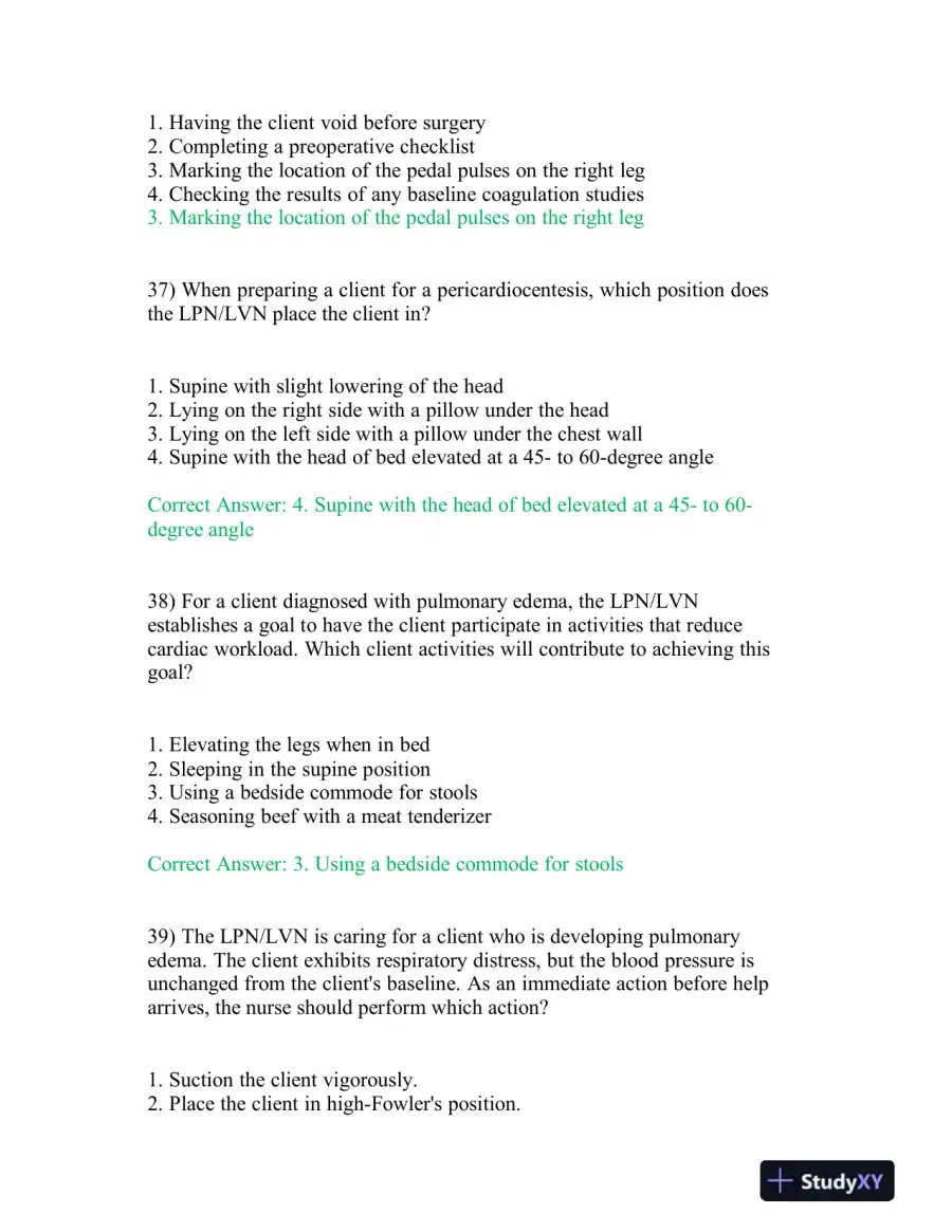 2021 HESI PN Cardiovascular Exit Exam With Answers (140 Solved Questions), page 14