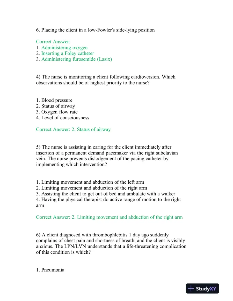 2021 HESI PN Cardiovascular Exit Exam With Answers (140 Solved Questions), page 3