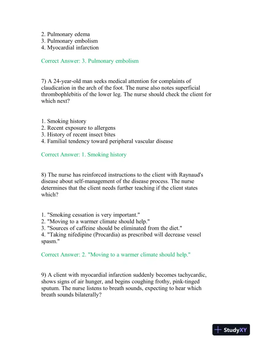 2021 HESI PN Cardiovascular Exit Exam With Answers (140 Solved Questions), page 4