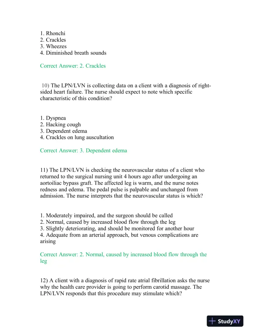 2021 HESI PN Cardiovascular Exit Exam With Answers (140 Solved Questions), page 5