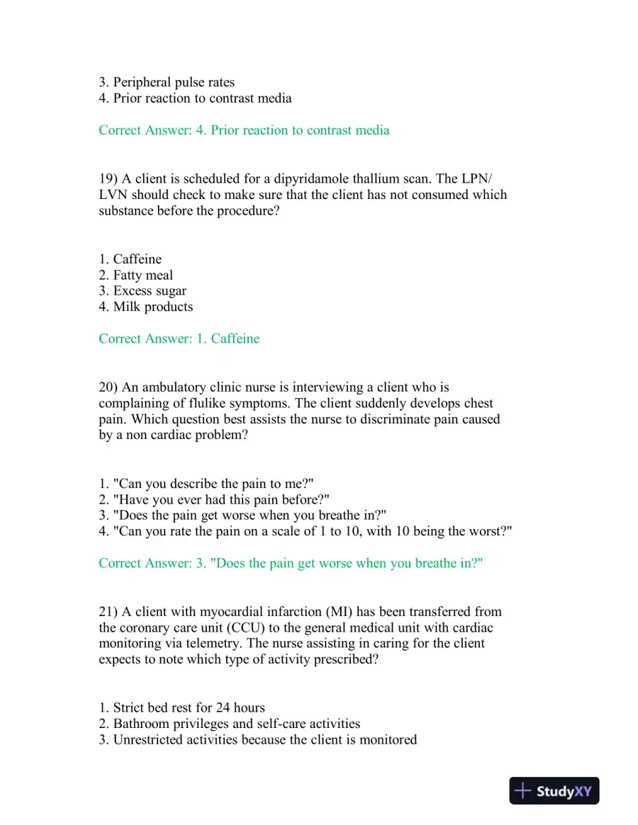 2021 HESI PN Cardiovascular Exit Exam With Answers (140 Solved Questions), page 8