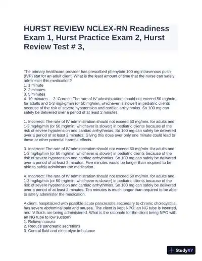NCLEX Health Care Assessment Practice Exam With Answers (1200 Solved Questions) - Page 1 preview image