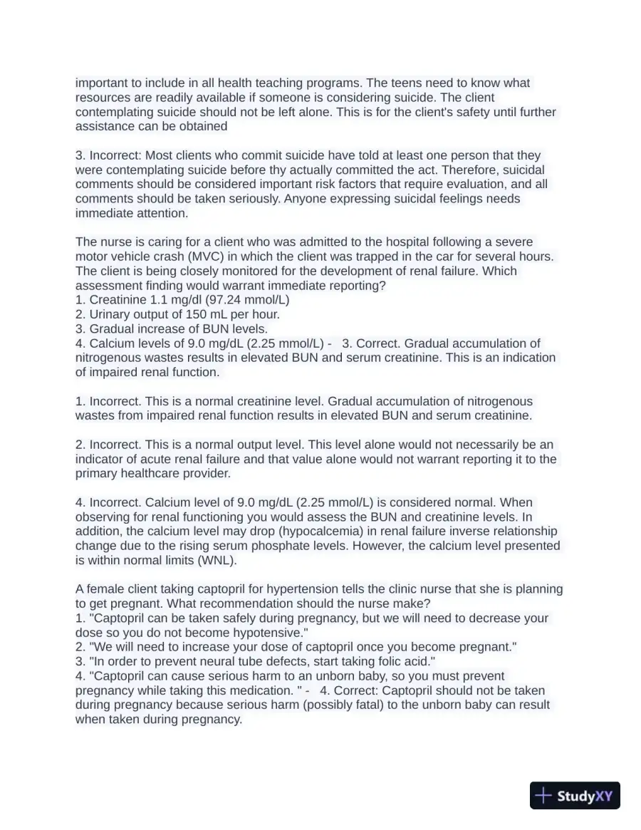 NCLEX Health Care Assessment Practice Exam With Answers (1200 Solved Questions), page 10