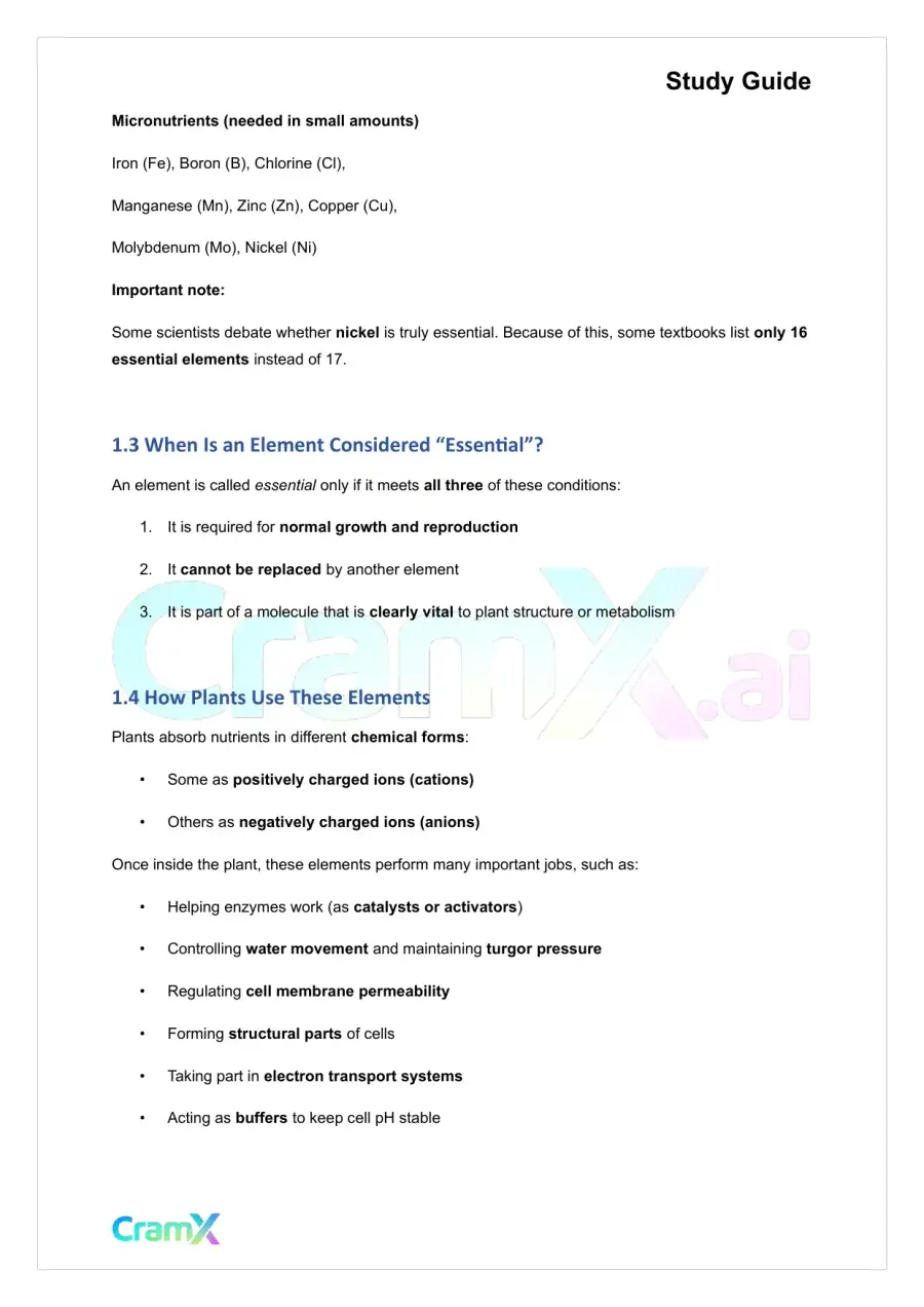 Plant Biology - Mineral Nutrition, page 2
