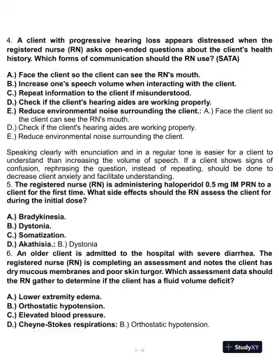 HESI Health Assessment Practice Exam With Answers (50 Solved Questions) - Page 3 preview image