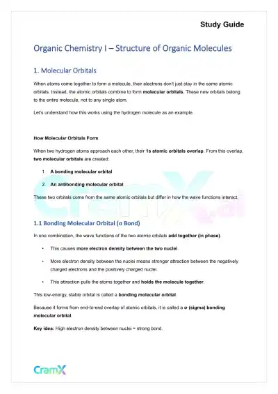 Organic Chemistry I - Structure of Organic Molecules - Page 1 preview image