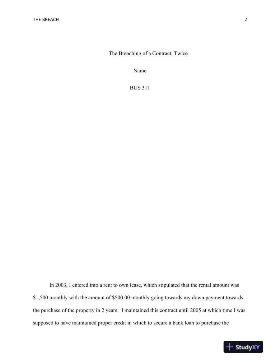 BUS 311 - The Breaching of a Contract, Twice, page 3