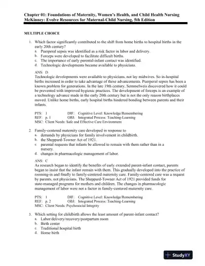 Maternal-Child Nursing 5th Edition Test Bank - Page 1 preview image