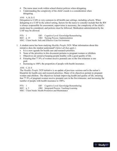 Maternal-Child Nursing 5th Edition Test Bank - Page 11 preview image