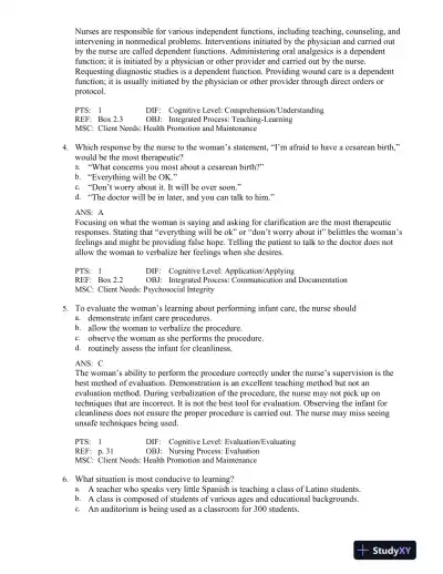Maternal-Child Nursing 5th Edition Test Bank - Page 13 preview image