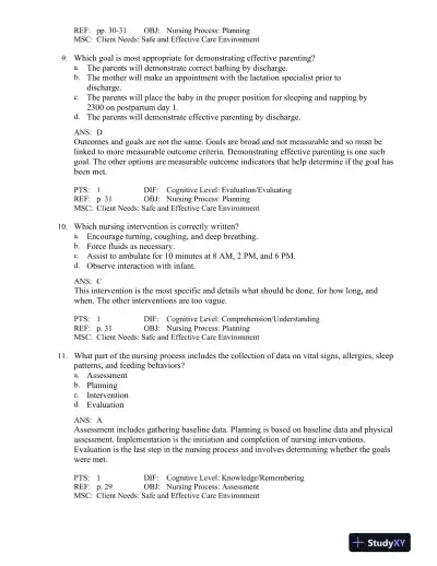 Maternal-Child Nursing 5th Edition Test Bank - Page 15 preview image