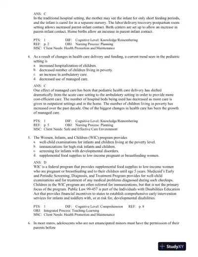 Maternal-Child Nursing 5th Edition Test Bank - Page 3 preview image