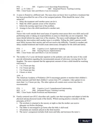 Maternal-Child Nursing 5th Edition Test Bank - Page 8 preview image